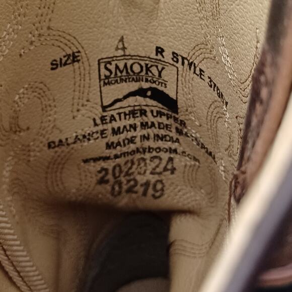 SMOKY MOUNTAIN BOOTS Kids' Unisex Scout 3705 Square Toe Leather Boots Size 4 - Picture 7 of 7